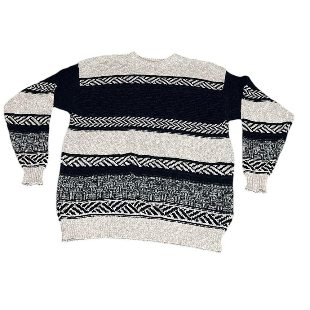 Vintage LIBERTY By OLD GLORY Crewneck Print Grandpa-Core Cotton Sweater SZ:L